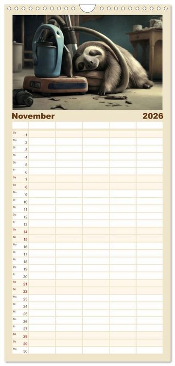 Produktbild: Familienplaner 2026 - Der Kalender f&uuml;r echte Faultiere mit 5 Spalten (Wandkalender, 21 x 45 cm) CALVENDO