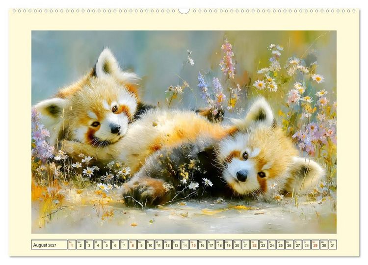 Produktbild: Rote Pandas. Kleine Abenteurer im sanften Waldlicht (hochwertiger Premium Wandkalender 2027 DIN A2 quer), Kunstdruck in Hochglanz