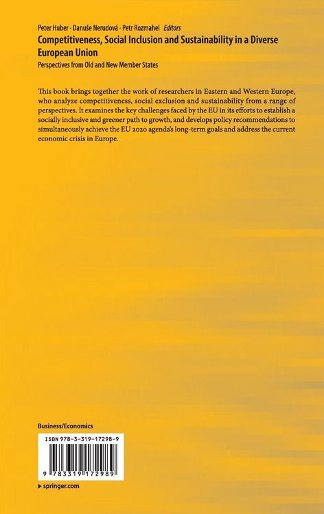 Produktbild: Competitiveness, Social Inclusion and Sustainability in a Diverse European Union