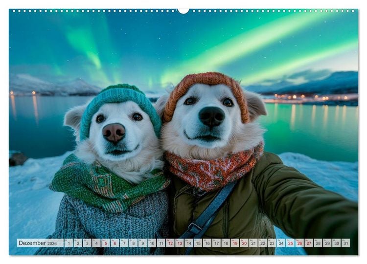 Produktbild: HUNDE-SELFIES Tierischer Outdoorspa&szlig; (hochwertiger Premium Wandkalender 2026 DIN A2 quer), Kunstdruck in Hochglanz