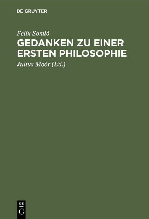 Produktbild: Gedanken zu einer ersten Philosophie