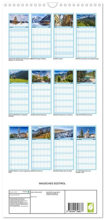 Produktbild: Familienplaner 2027 - MAGISCHES S&Uuml;DTIROL mit 5 Spalten (Wandkalender, 21 x 45 cm) CALVENDO