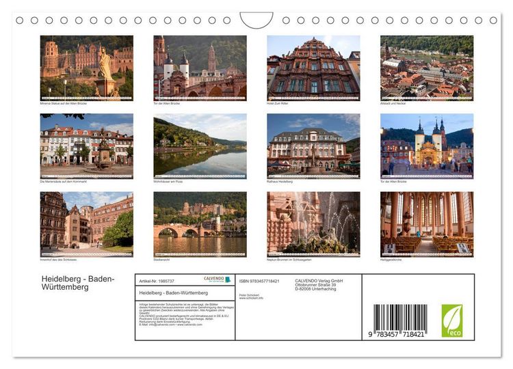 Produktbild: Heidelberg - Baden-W&uuml;rttemberg (Wandkalender 2026 DIN A4 quer), CALVENDO Monatskalender