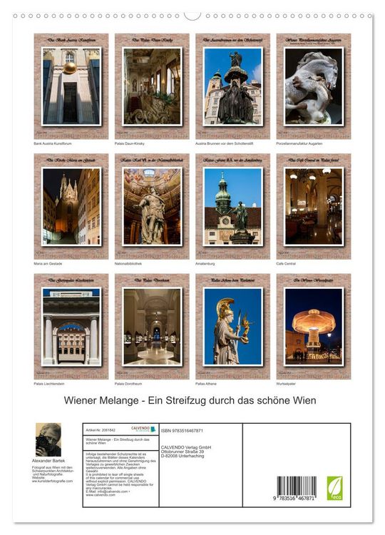 Produktbild: Wiener Melange - Ein Streifzug durch das sch&ouml;ne Wien (hochwertiger Premium Wandkalender 2026 DIN A2 hoch), Kunstdruck in Hochglanz
