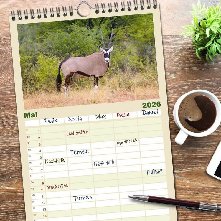 Produktbild: Familienplaner 2026 - Roadtrip in Namibia mit 5 Spalten (Wandkalender, 21 x 45 cm) CALVENDO