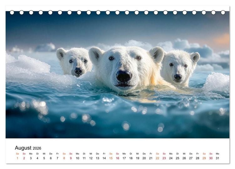 Produktbild: Eisb&auml;ren - die Stimme der Wildnis (Tischkalender 2026 DIN A5 quer), CALVENDO Monatskalender