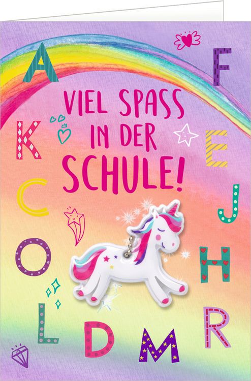 Produktbild: Gru&szlig;karte m. Anh. - Viel Spa&szlig; in der Schule! (Einhorn-P.)