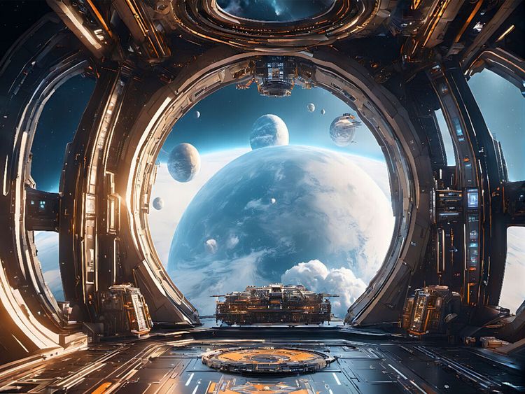 Produktbild: CALVENDO Puzzle Sicht aus einem Raumtransporter auf fremde Planeten | 1000 Teile Lege-Gr&ouml;&szlig;e 64x48cm Foto-Puzzle f&uuml;r gl&uuml;ckliche Stunden