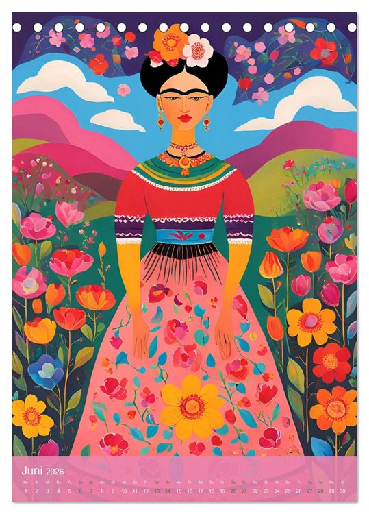 Produktbild: Gefangen in Normen. Frida Kahlo inspiriert. Flor de mi alma (Tischkalender 2026 DIN A5 hoch), CALVENDO Monatskalender