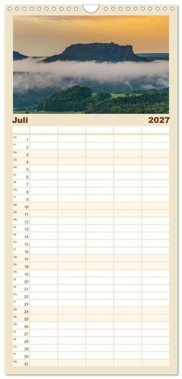 Produktbild: Familienplaner 2027 - S&auml;chsische Schweiz / Geburtstagsplaner mit 5 Spalten (Wandkalender, 21 x 45 cm) CALVENDO
