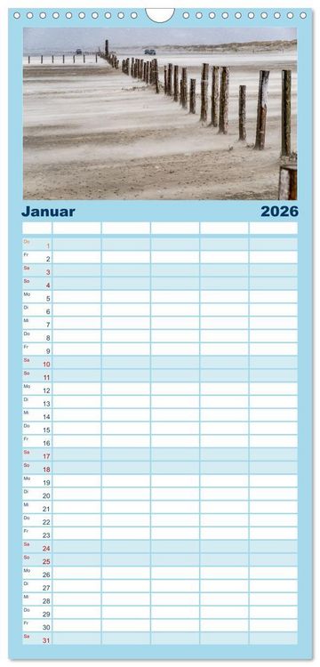 Produktbild: Familienplaner 2026 - Sankt Peter-Ording: Die raue Sch&ouml;nheit an der Nordsee mit 5 Spalten (Wandkalender, 21 x 45 cm) CALVENDO