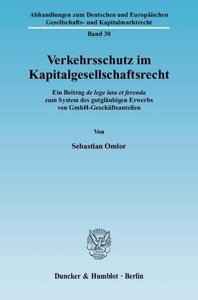 Produktbild: Verkehrsschutz im Kapitalgesellschaftsrecht.