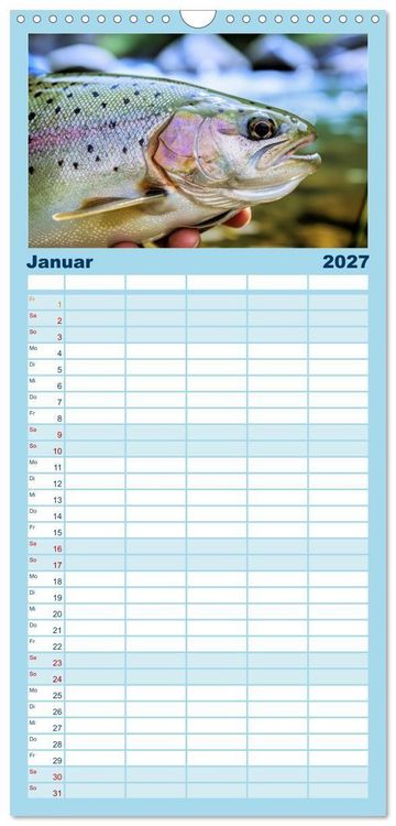 Produktbild: Familienplaner 2027 - Forellen im Fluss mit 5 Spalten (Wandkalender, 21 x 45 cm) CALVENDO