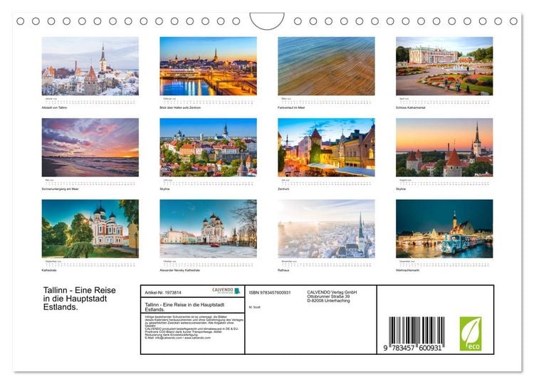 Produktbild: Tallinn - Eine Reise in die Hauptstadt Estlands. (Wandkalender 2026 DIN A4 quer), CALVENDO Monatskalender