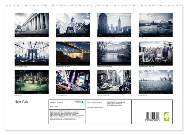 Produktbild: New York (hochwertiger Premium Wandkalender 2026 DIN A2 quer), Kunstdruck in Hochglanz