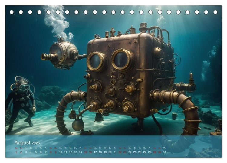 Produktbild: Steampunk - Unterwasser Roboter (Tischkalender 2026 DIN A5 quer), CALVENDO Monatskalender
