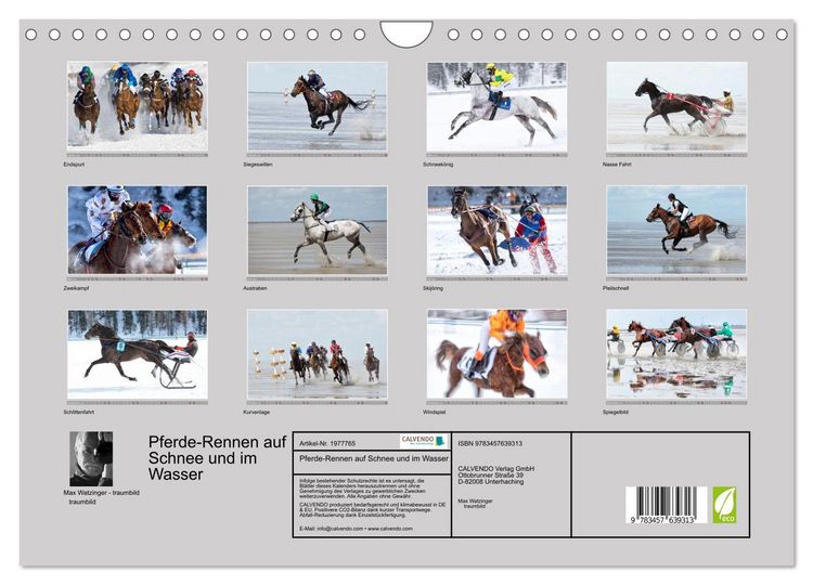 Produktbild: Pferde-Rennen auf Schnee und im Wasser (Wandkalender 2026 DIN A4 quer), CALVENDO Monatskalender