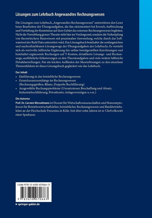 Produktbild: L&ouml;sungen zum Lehrbuch Angewandtes Rechnungswesen