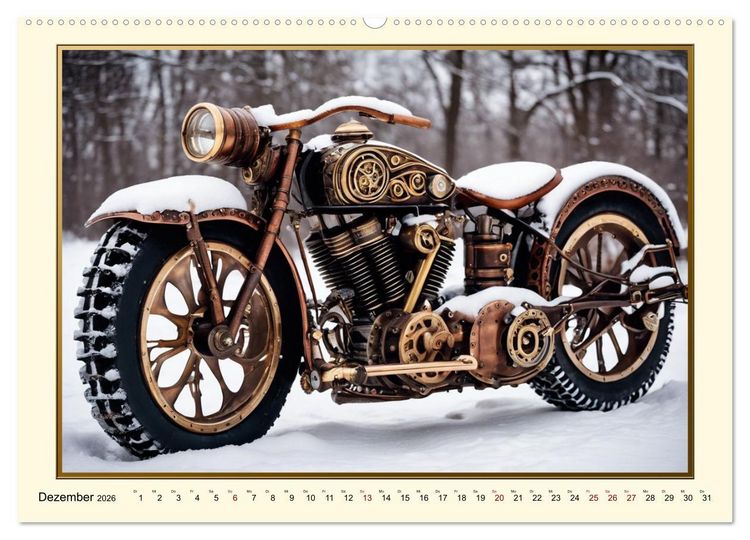 Produktbild: Motorr&auml;der im Steampunk-Style (hochwertiger Premium Wandkalender 2026 DIN A2 quer), Kunstdruck in Hochglanz