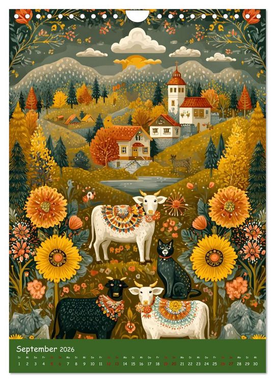Produktbild: Folk Art Seasons (Wandkalender 2026 DIN A4 hoch), CALVENDO Monatskalender