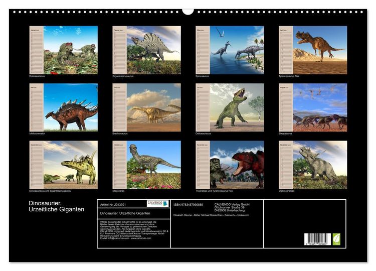 Produktbild: Dinosaurier. Urzeitliche Giganten (Wandkalender 2026 DIN A2 quer), CALVENDO Monatskalender