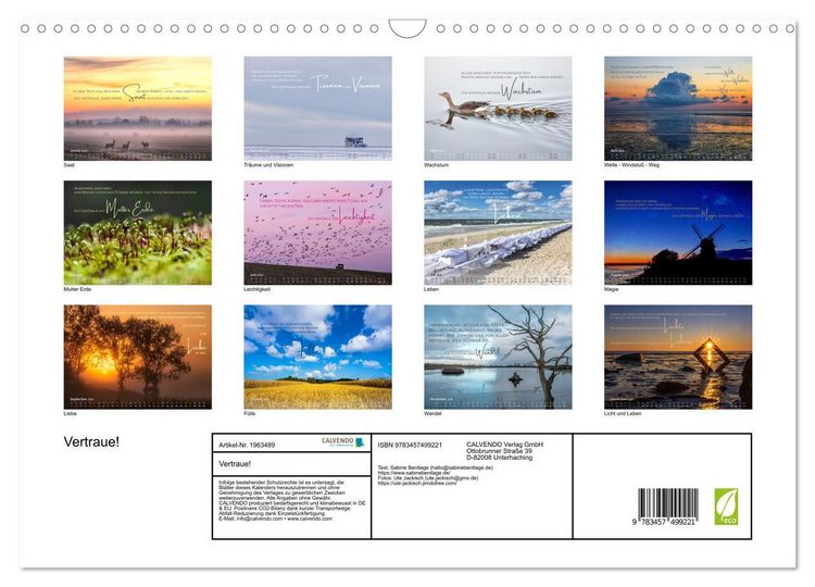 Produktbild: Vertraue! (Wandkalender 2026 DIN A3 quer), CALVENDO Monatskalender