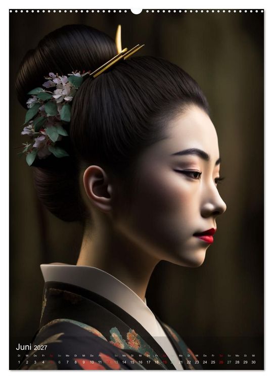 Produktbild: Wundersch&ouml;ne Portraits Japanischer Geishas (hochwertiger Premium Wandkalender 2027 DIN A2 hoch), Kunstdruck in Hochglanz