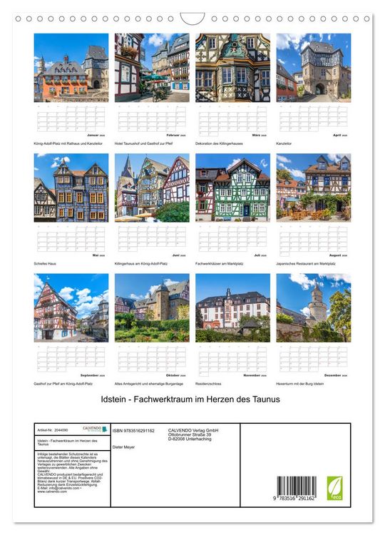 Produktbild: Idstein - Fachwerktraum im Herzen des Taunus (Wandkalender 2026 DIN A3 hoch), CALVENDO Monatskalender