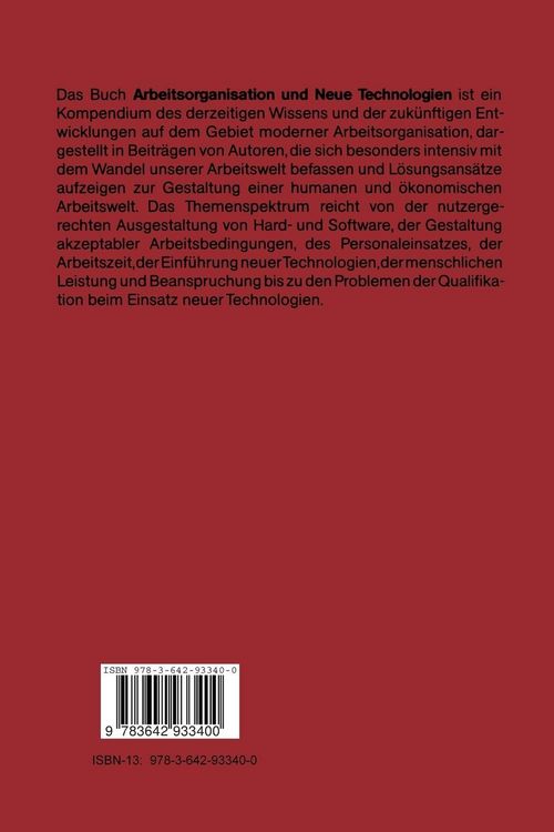 Produktbild: Arbeitsorganisation und Neue Technologien