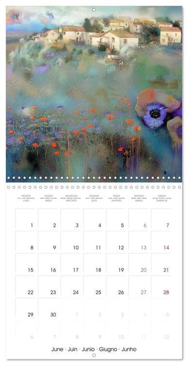 Produktbild: L'ann&eacute;e en bleu-violet (Calendrier mural carr&eacute; 2026 30x30 cm) Calendrier double avec une page pour vos prises de notes