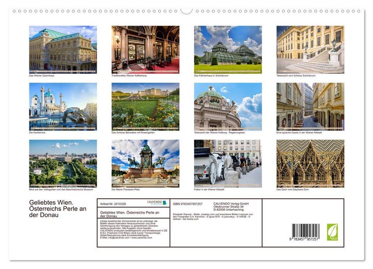 Produktbild: Geliebtes Wien. &Ouml;sterreichs Perle an der Donau (hochwertiger Premium Wandkalender 2026 DIN A2 quer), Kunstdruck in Hochglanz