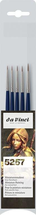 Produktbild: da Vinci Pinselset Rotmarderpinsel f&uuml;r Details und Miniaturen, Aquarell, 5er Set