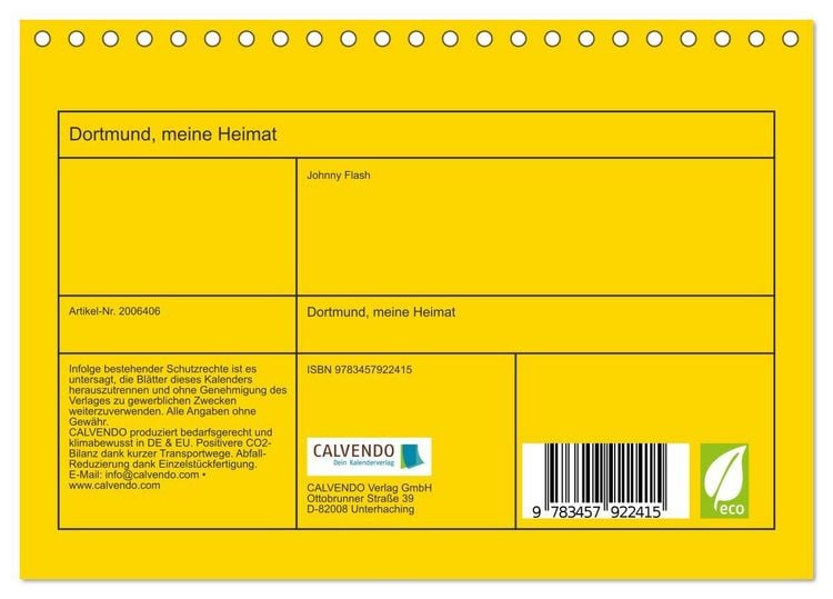 Produktbild: Dortmund, meine Heimat (Tischkalender 2026 DIN A5 quer), CALVENDO Monatskalender