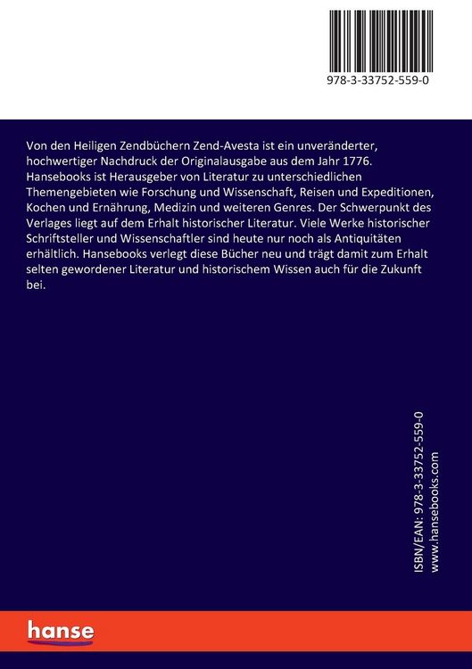 Produktbild: Von den Heiligen Zendb&uuml;chern Zend-Avesta