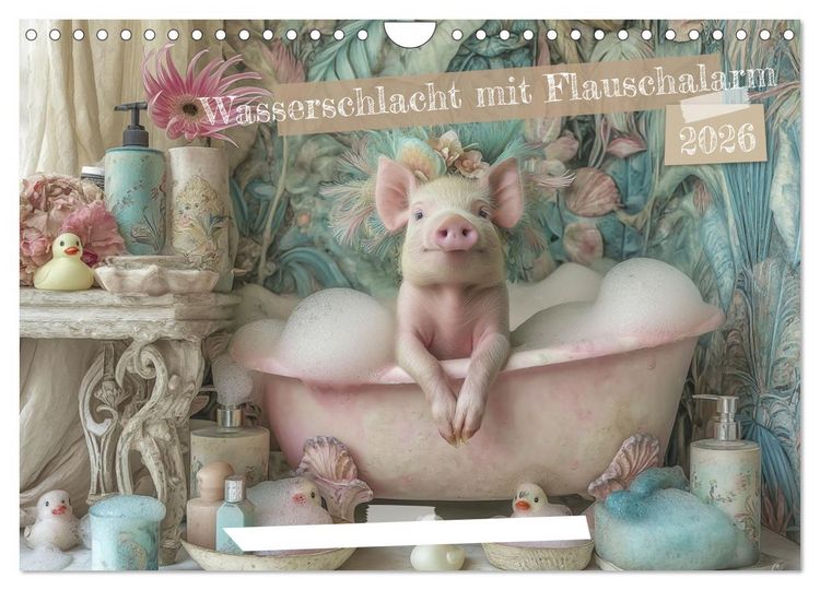 Produktbild: Wasserschlacht mit Flauschalarm (Wandkalender 2026 DIN A4 quer), CALVENDO Monatskalender