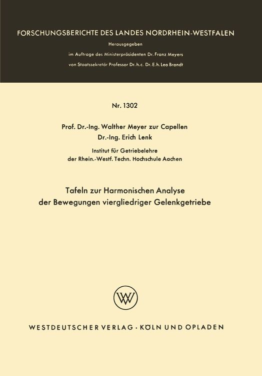 Produktbild: Tafeln zur Harmonischen Analyse der Bewegungen viergliedriger Gelenkgetriebe