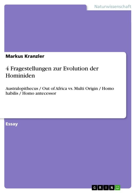 Produktbild: 4 Fragestellungen zur Evolution der Hominiden