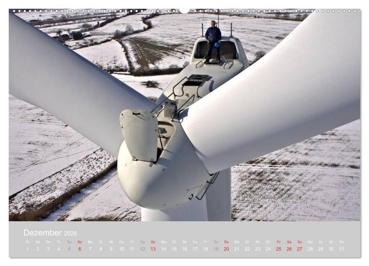 Produktbild: Windkraftanlagen aus der Luft fotografiert (hochwertiger Premium Wandkalender 2026 DIN A2 quer), Kunstdruck in Hochglanz