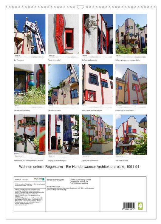 Produktbild: Wohnen unterm Regenturm - Ein Hundertwasser Architekturprojekt, 1991-94 (Wandkalender 2026 DIN A2 hoch), CALVENDO Monatskalender