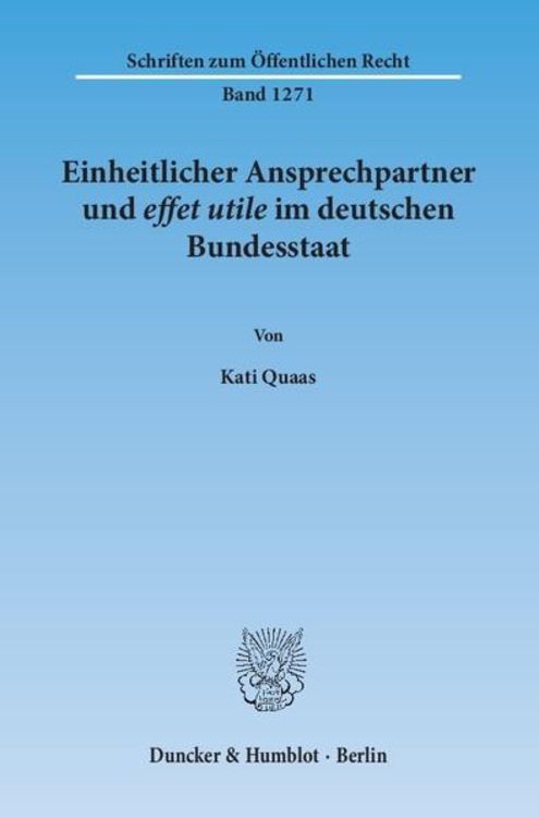 Produktbild: Einheitlicher Ansprechpartner und effet utile im deutschen Bundesstaat.