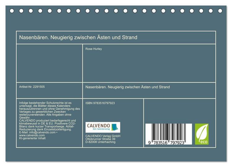 Produktbild: Nasenb&auml;ren. Neugierig zwischen &Auml;sten und Strand (Tischkalender 2027 DIN A5 quer), CALVENDO Monatskalender