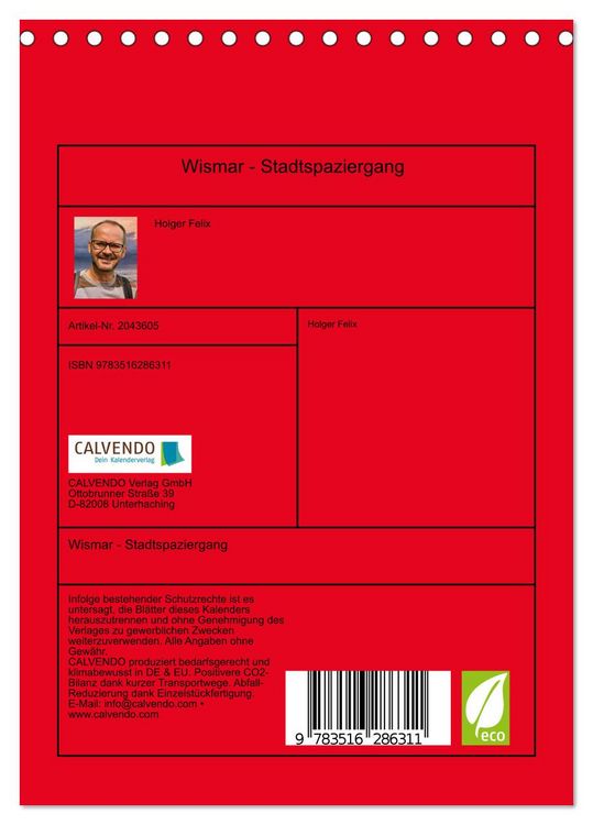 Produktbild: Wismar - Stadtspaziergang (Tischkalender 2026 DIN A5 hoch), CALVENDO Monatskalender
