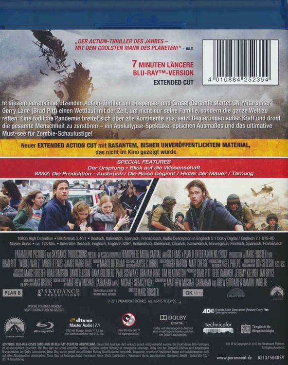 Produktbild: World War Z - Extended Action Cut