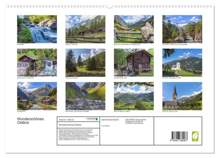 Produktbild: Wundersch&ouml;nes Osttirol (hochwertiger Premium Wandkalender 2026 DIN A2 quer), Kunstdruck in Hochglanz