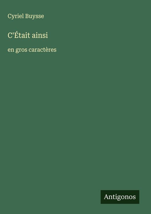 Produktbild: C'&Eacute;tait ainsi