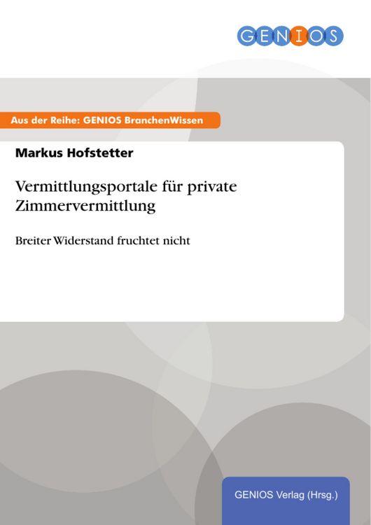 Produktbild: Vermittlungsportale f&uuml;r private Zimmervermittlung