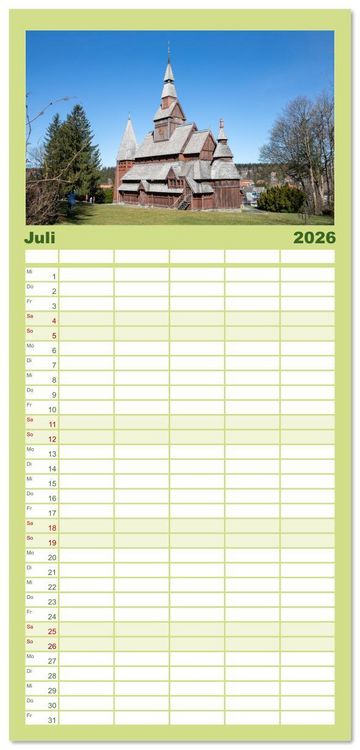 Produktbild: Familienplaner 2026 - Ohh, Du wundersch&ouml;ner Harz! mit 5 Spalten (Wandkalender, 21 x 45 cm) CALVENDO