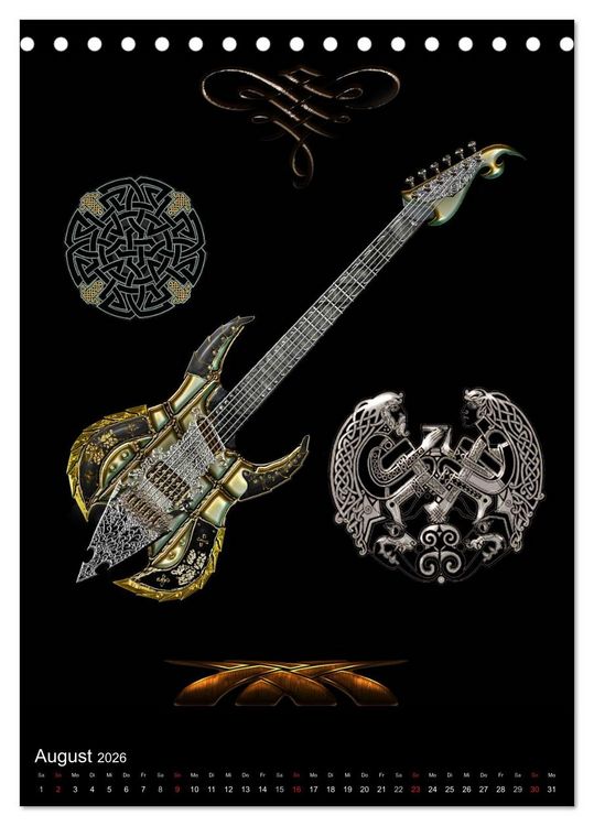 Produktbild: Heroische Gitarren (Tischkalender 2026 DIN A5 hoch), CALVENDO Monatskalender