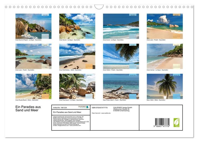 Produktbild: Ein Paradies aus Sand und Meer (Wandkalender 2026 DIN A3 quer), CALVENDO Monatskalender