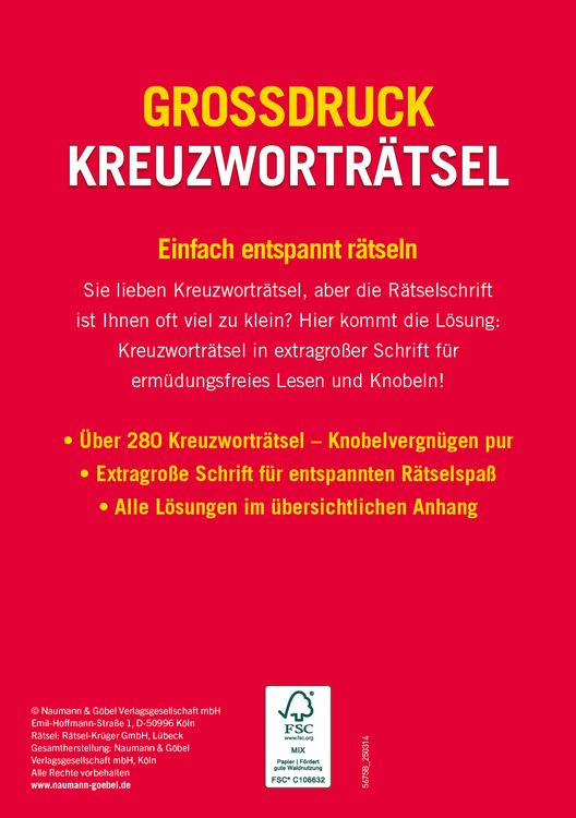 Produktbild: Gro&szlig;druck Kreuzwortr&auml;tsel &bull; Band 6 - &Uuml;ber 280 R&auml;tsel f&uuml;r Senioren & Erwachsene